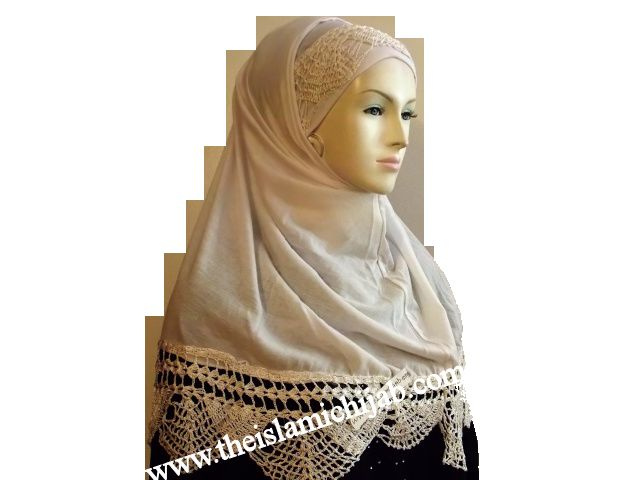 Nice Crochet 2 Piece Hijab 3 white
